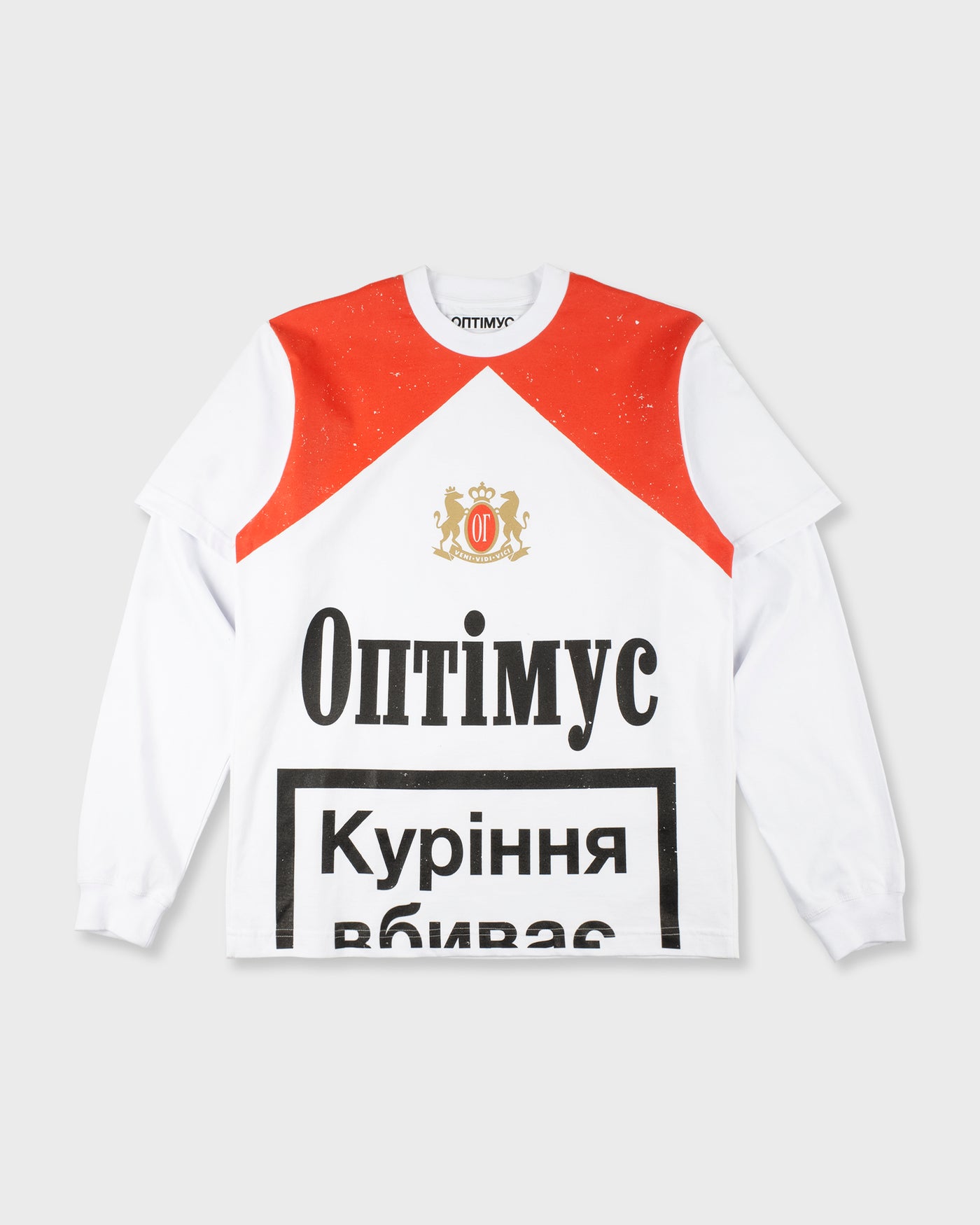 LONG SLEEVE “CIGARETTE” WHITE/RED