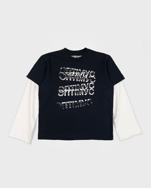 LONG SLEEVE “STAMP” NAVY/WHITE
