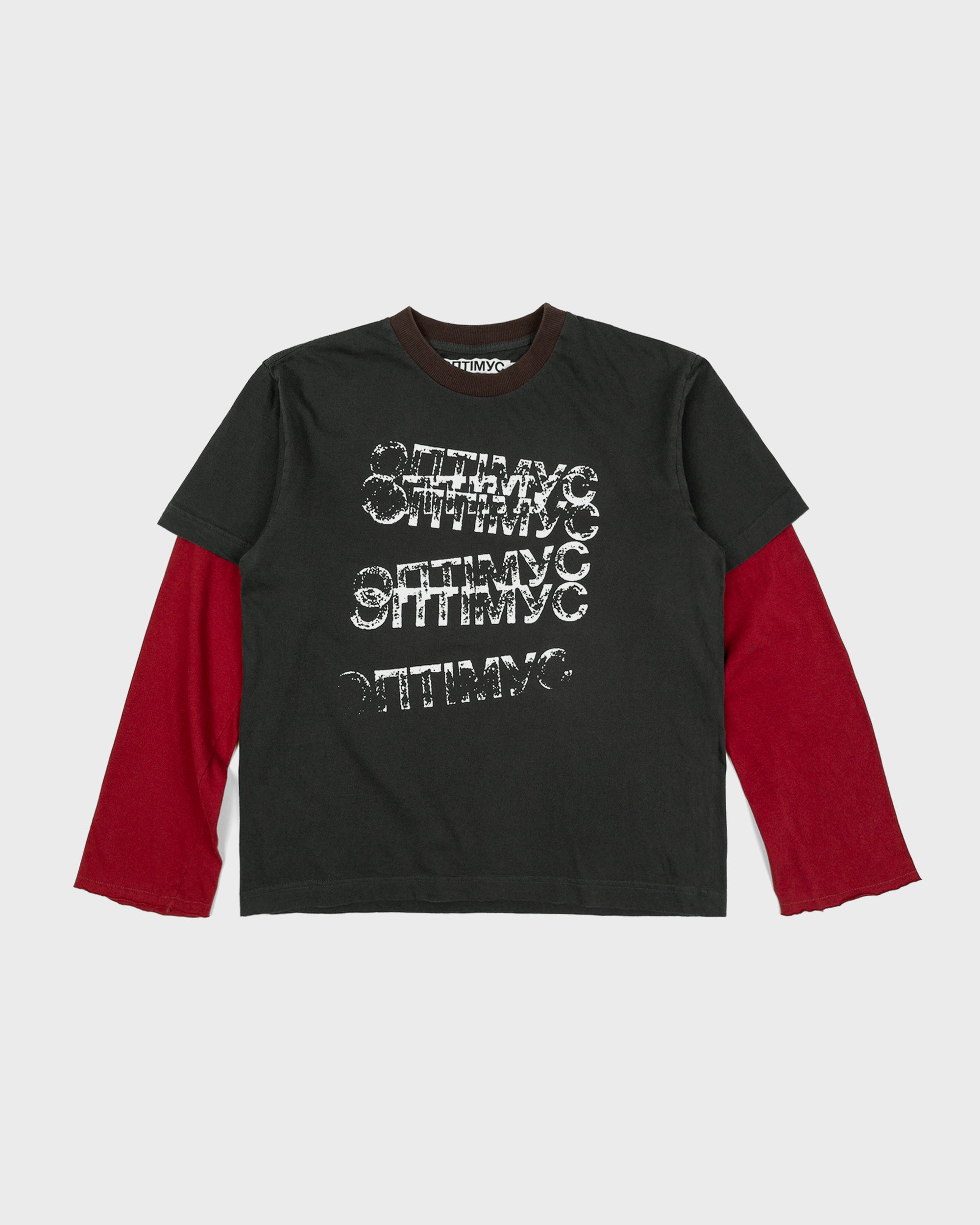 LONG SLEEVE “STAMP” GRAPHITE/BURGUNDY