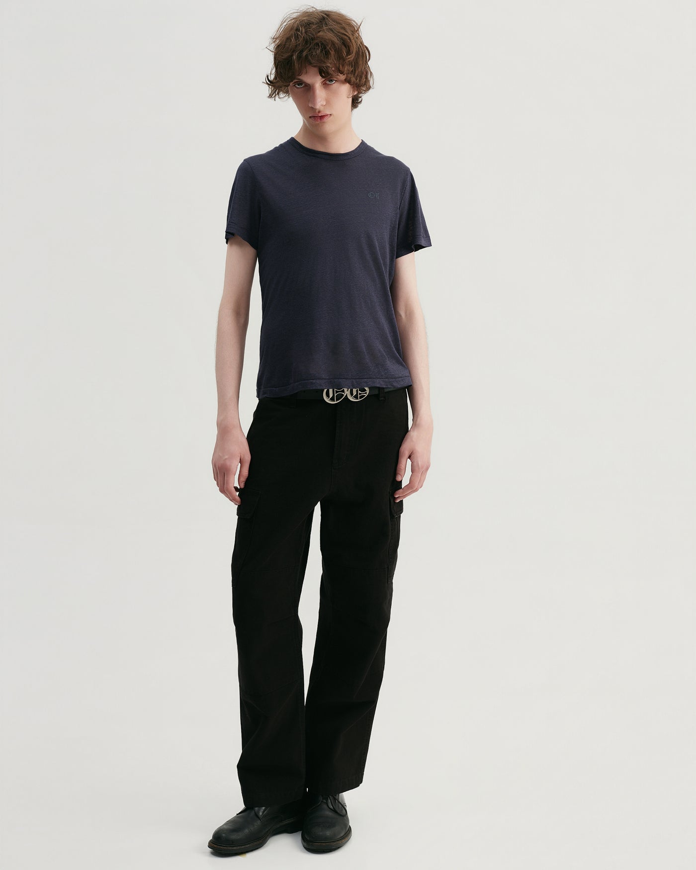 NAVY LINEN T-SHIRT