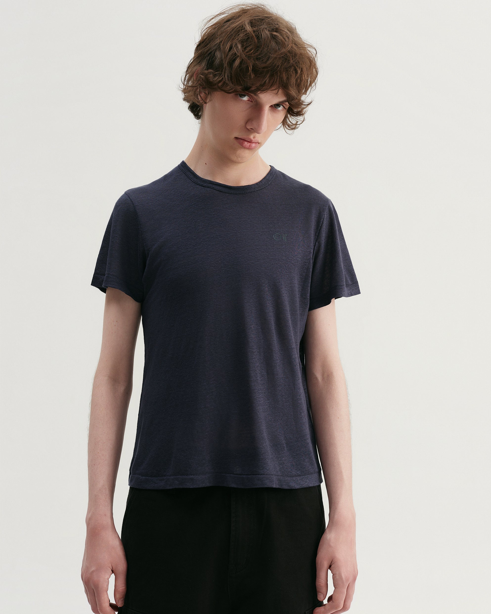 NAVY LINEN T-SHIRT