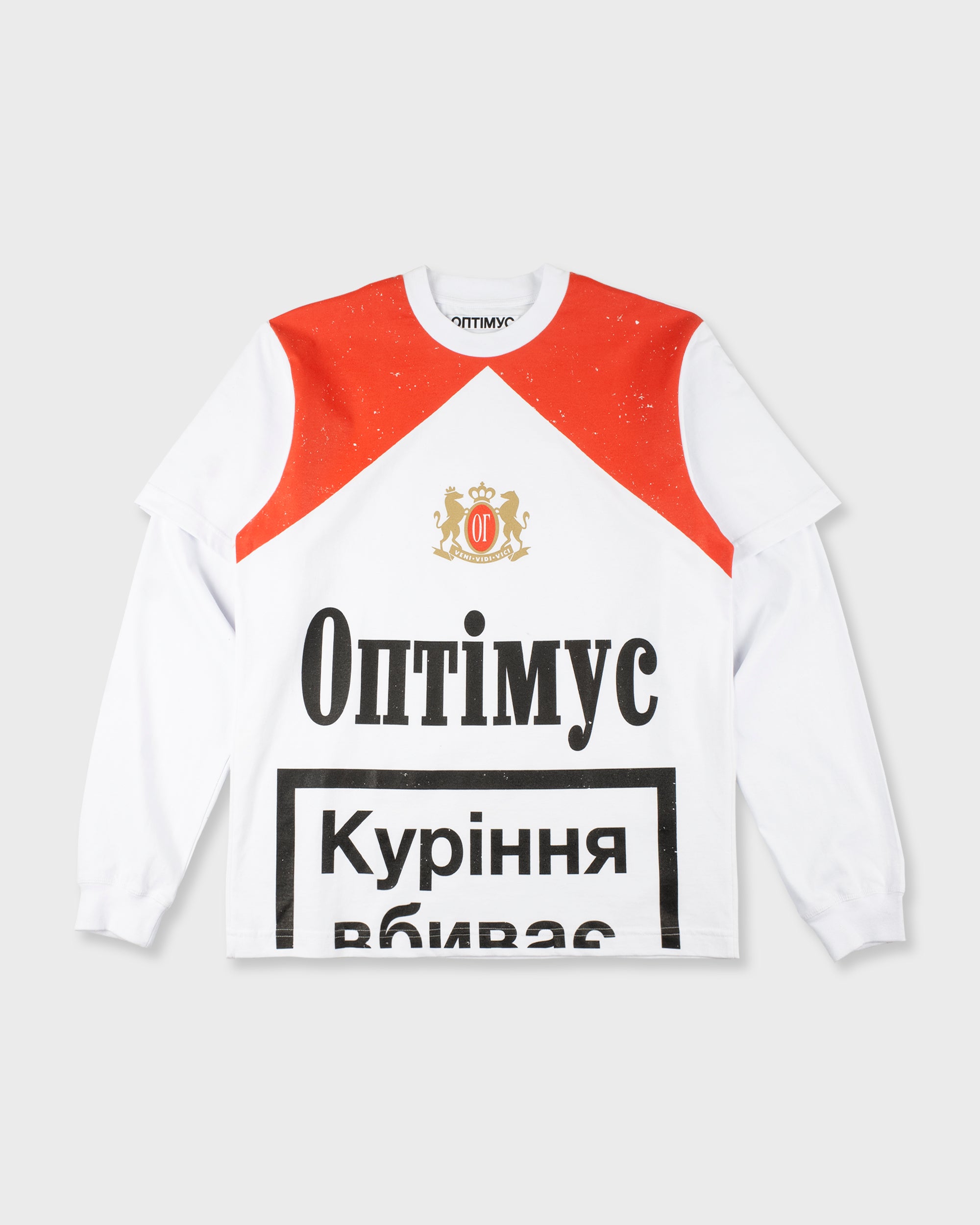 LONG SLEEVE “CIGARETTE” WHITE/RED