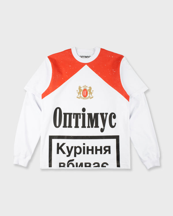 LONG SLEEVE “CIGARETTE” WHITE/RED