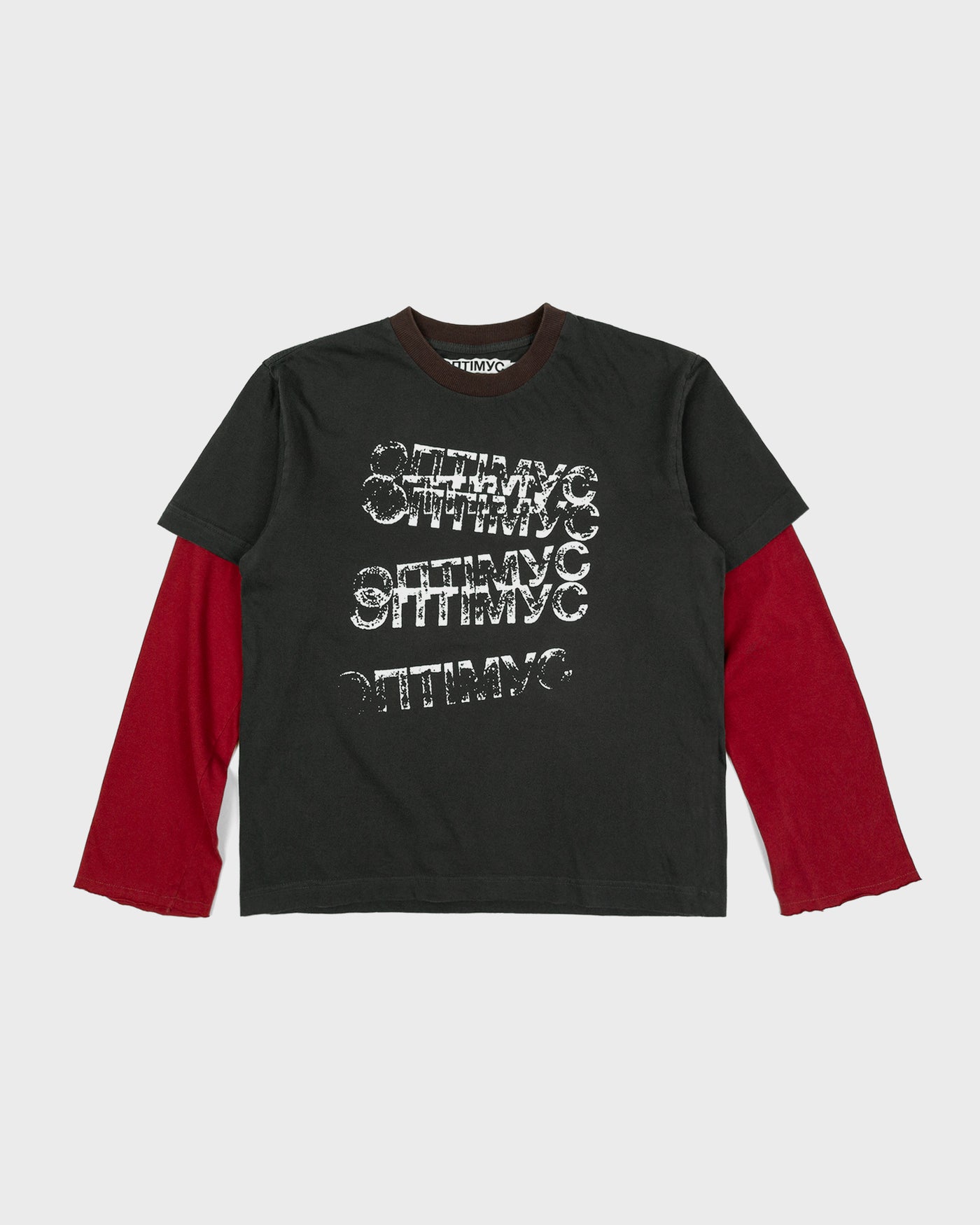 LONG SLEEVE “STAMP” GRAPHITE/BURGUNDY