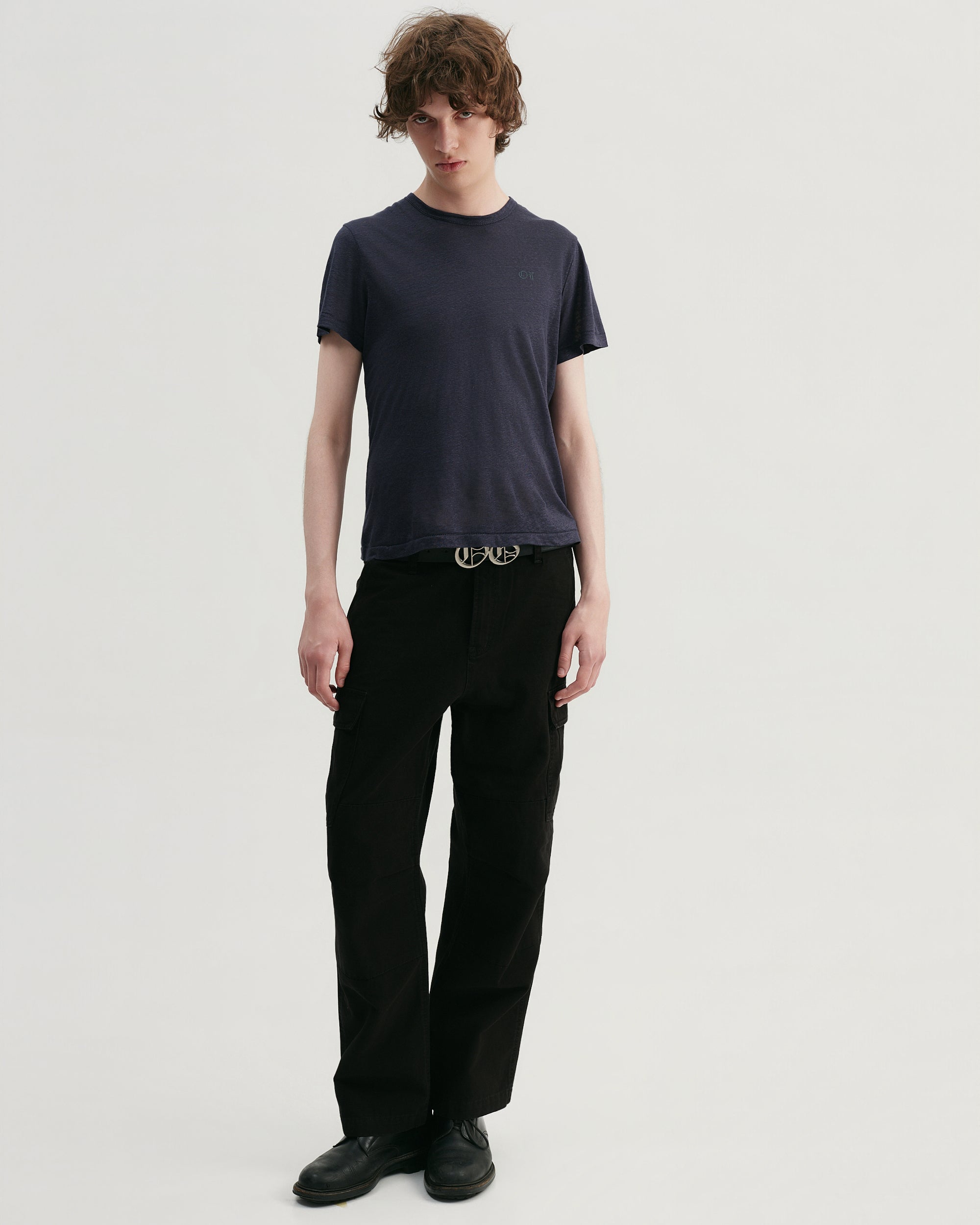 NAVY LINEN T-SHIRT