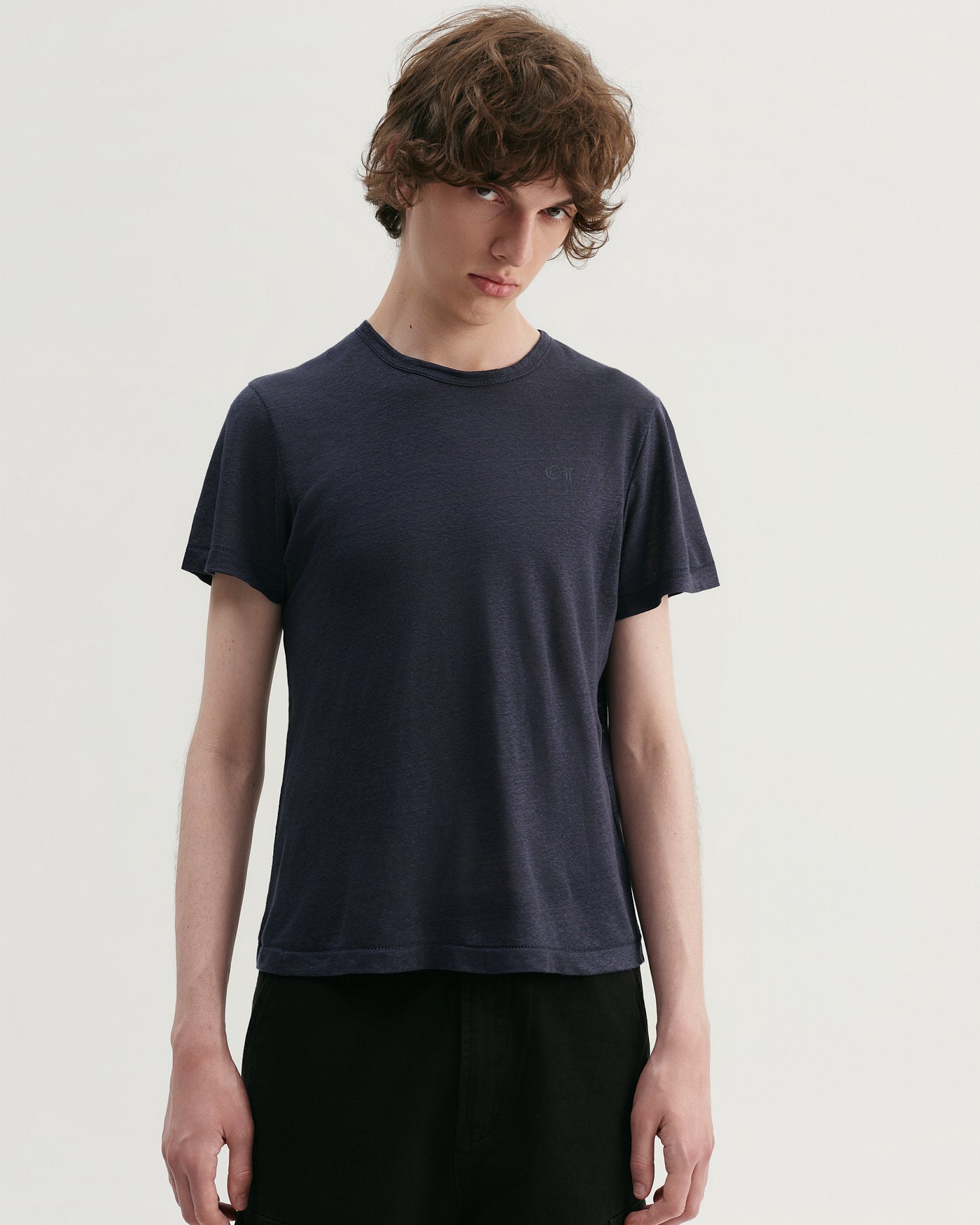 NAVY LINEN T-SHIRT